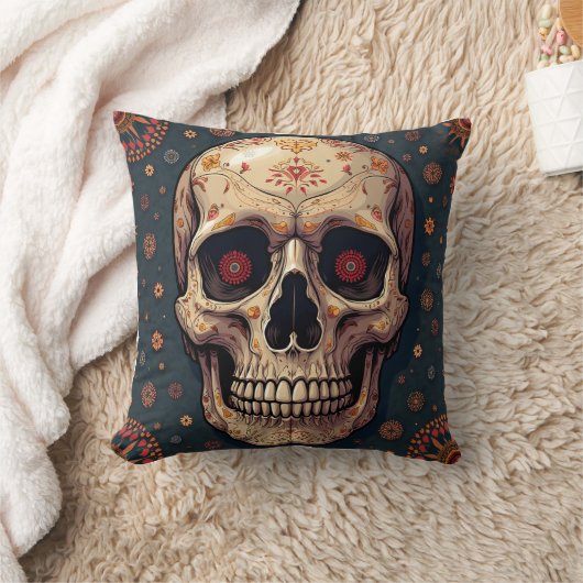 花とスカル用枕 クッション (ブランケット)