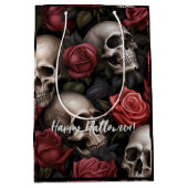 花とスカル ミディアムペーパーバッグ (正面)