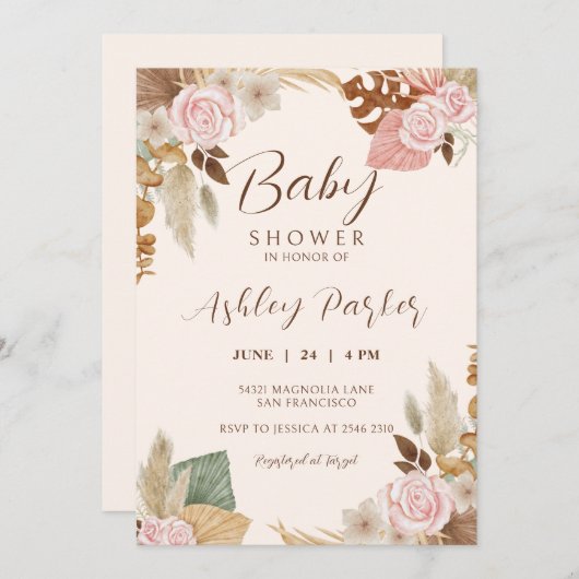 花とススキ 招待状 (正面/裏面)