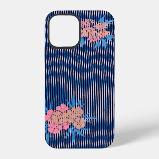 花とストライプの模様、日本デザイン iPhoneケース (裏面)