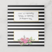 花とストライプの結婚折り座席表 プレイスカード (外部開封)