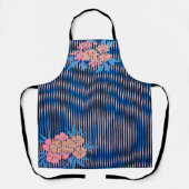 花とストライプデザイン エプロン (正面)
