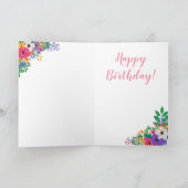 花とストライプハッピーバースデー カード (内部)