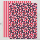 花とストライプ両面スクラップブック紙 (正面/裏面)