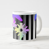 花とストライプ花 ジャンボコーヒーマグカップ (正面右)