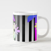 花とストライプ花 ジャンボコーヒーマグカップ (右)