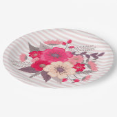 花とストライプ花 ペーパープレート (アングル)