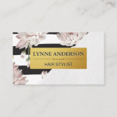 花とストライプ花 名刺 (正面)