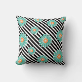花とストライプ装飾用クッション クッション