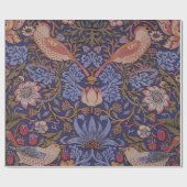 花とストロベリーガーデンデザインの鳥 ラッピングペーパー (フラット)