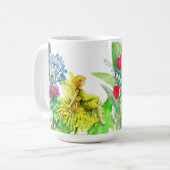 花とタンポポ妖精の水の色絵を描の コーヒーマグカップ (正面左)