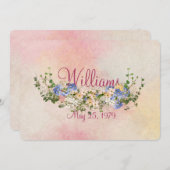 花とツタ結婚の素晴らしい再生 招待状 (正面/裏面)