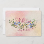 花とツタ結婚の素晴らしい再生 招待状 (正面)