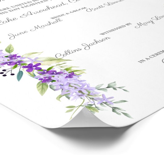 花とデザイン付き婚姻証明葉書 ポスター (角)