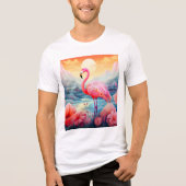 花とトロピカルフラミンゴ トライブレンドＴシャツ (正面)