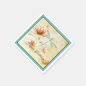 花とトンボのカスタマイズ可能 スタンダードカクテルナプキン (角)