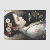 花とトンボのデコパージュの少女 薄葉紙 (正面)