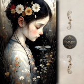 花とトンボのデコパージュの少女 薄葉紙