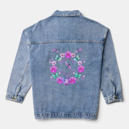 花とトンボのデニムジャケット デニムジャケット
