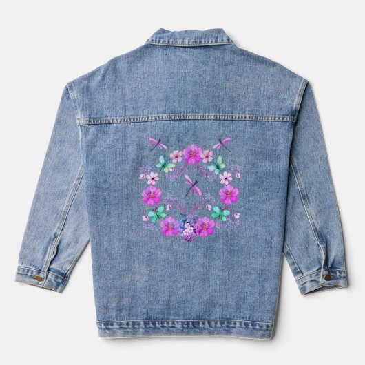 花とトンボのデニムジャケット デニムジャケット (裏面)