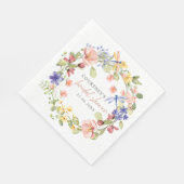花とトンボのロマンチックブライダルシャワー スタンダードランチョンナプキン (角)