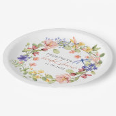花とトンボのロマンチックブライダルシャワー ペーパープレート (アングル)