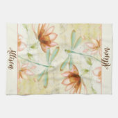 花とトンボパーソナライズされたタオル キッチンタオル (横)