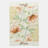 花とトンボパーソナライズされたタオル キッチンタオル (縦)