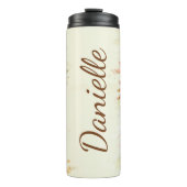 花とトンボパーソナライズされた タンブラー (正面)