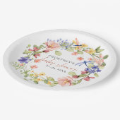 花とトンボロマンチックbohoベビーシャワー ペーパープレート (アングル)