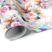 花とトンボ包み紙 ラッピングペーパー (ロールコーナー)