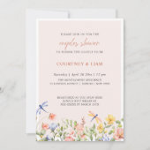 花とトンボ園カップルのシャワー 招待状 (正面)