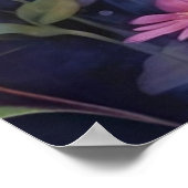 花とトンボ紫色の水色 ポスター (角)