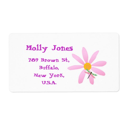 花とトンボ – スティッキーラベル ラベル (正面)