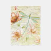 花とトンボ フリースブランケット (正面)