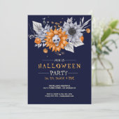 花とドクロのハロウィンパーティー招待状 招待状 (スタンド正面)