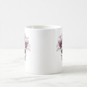 花とドクロ 白とワインカラーの花々 コーヒーマグカップ (中央)