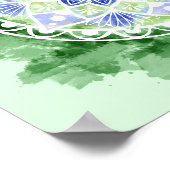 花とドットマンダラ – 水彩プリント ポスター (角)