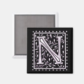 花とドットMonogram 'N' マグネット (正面/裏面)