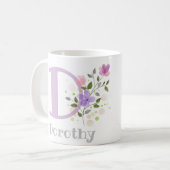 花とドロシーという名前のイニシャル コーヒーマグカップ (正面左)