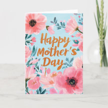 花とハッピーマザーズデーのホリデーカード