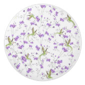 花とハミングバード セラミックノブ (正面)