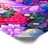 花とハートに囲まれた、かわいいアニメカップル ポスター (角)