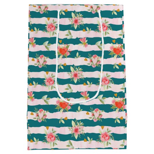 花とハートの花束 ミディアムペーパーバッグ (裏面)