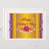 花とハートデザインハッピーマザーズデイカード (正面/裏面)