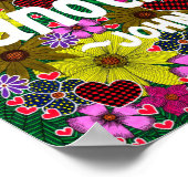 花とハートドードルタイポグラフィ聖句 ポスター (角)