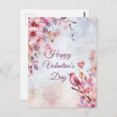 花とハートバレンタイン ポストカード (正面/裏面)