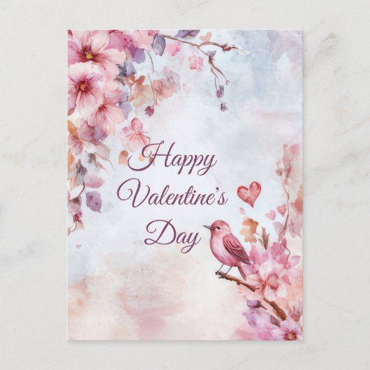 花とハートバレンタイン ポストカード (正面)