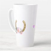 花とハート付き蹄鉄 カフェラテマグ (左アングル)