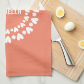 花とハート名 キッチンタオル (四つ折り)